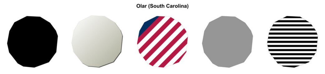 Fototapeta premium Olar (South Carolina) blank outline map set