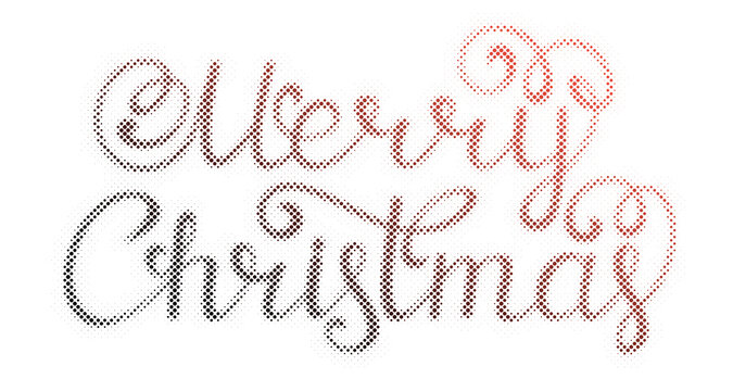 Merry Christmas typography design created with a stylish halftone dot pattern transparent background