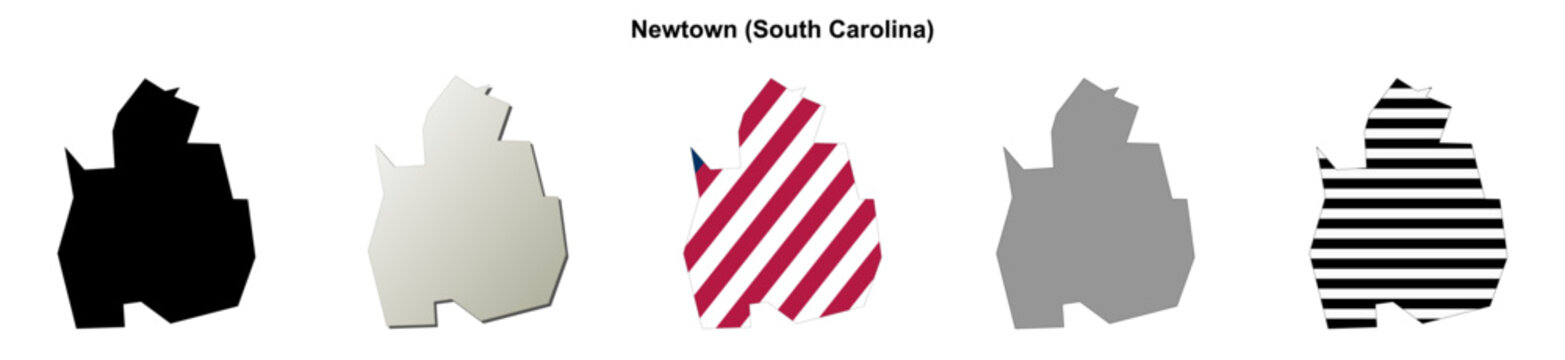 Newtown (South Carolina) blank outline map set