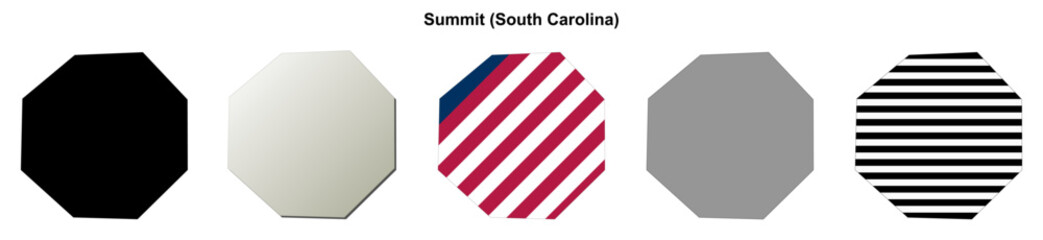 Fototapeta premium Summit (South Carolina) blank outline map set