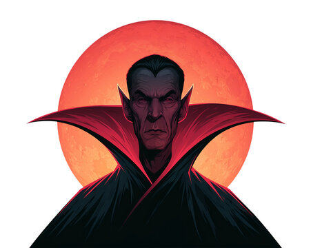 a vampire character in dramatic silhouette
