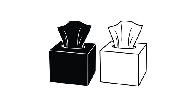Two tissue box silhouettes against a white background silhouette