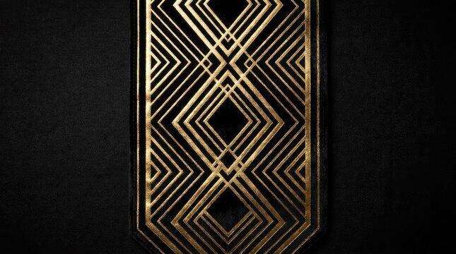 Luxurious gold Art Deco geometric pattern on black.