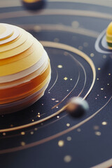 Fototapeta premium A detailed model of the solar system with eight planets, perfect for education and learning. vertical frame
