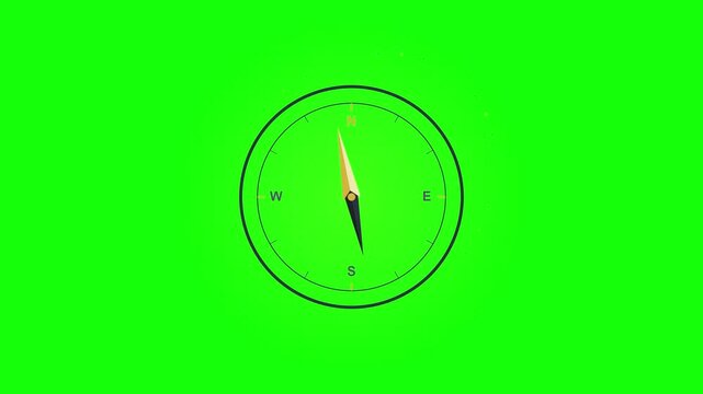 Compass Navigation Arrow Rotating Direction Vector Animation on Green Screen