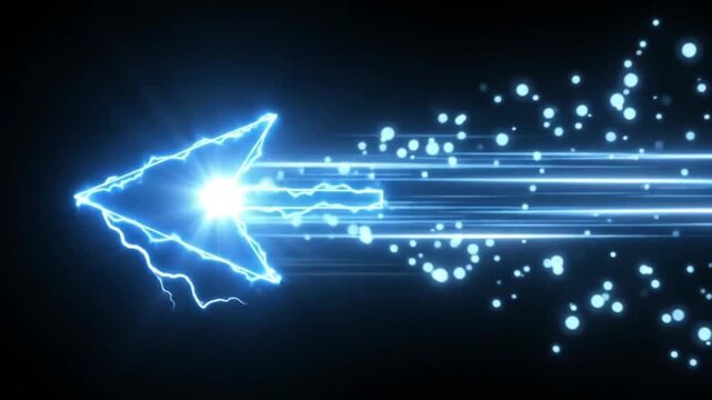 Blue Digital Arrow Moving Through Dark Space Speed Motion Abstract Background