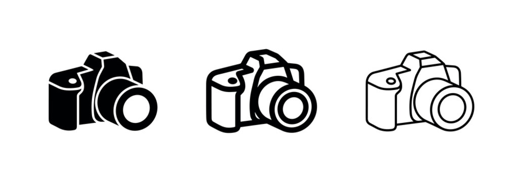 Digital SLR camera icon set with angled view