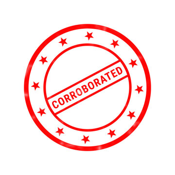Red corroborated rubber stamp, circular business verification seal, approved document mark on white background