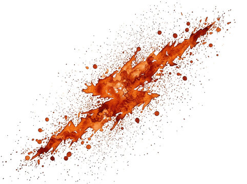 Jagged lightning bolt paint splatter isolated on transparent background for energetic and dramatic visual effects