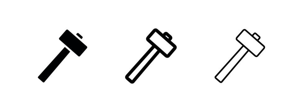 Sledgehammer Mallet Construction Tool Icon Set