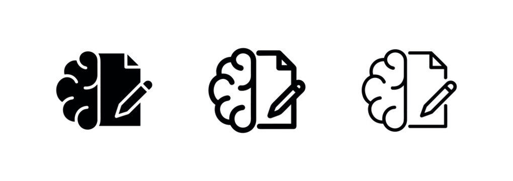Brain and document writing icons