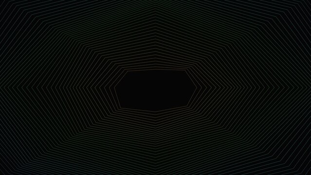 Abstract background, with concentric hexagonal, lines in dark, gold and black, creating a tunnel, effect with a, central dark void perspective