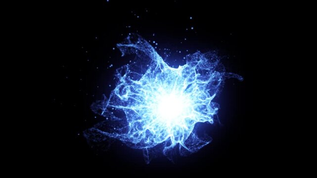 Brilliant blue plasma explosion radiates from a white energy core