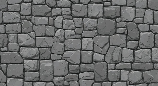 Seamless gray stone wall texture background. Stone wall vector illustration. 