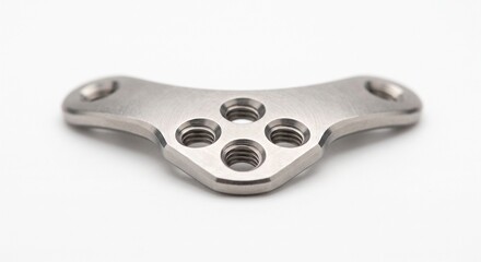 Veterinary TPLO bone plate, implant-grade titanium surgical hardware for tibial plateau leveling osteotomy. Precision orthopedic implant isolated on white background.