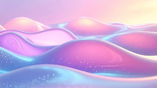 Loop continuo di onde fluide e cangianti con colori pastello olografici e perlescenti. Estetica minimalista, pulita e moderna per tecnologia, cosmesi e lifestyle