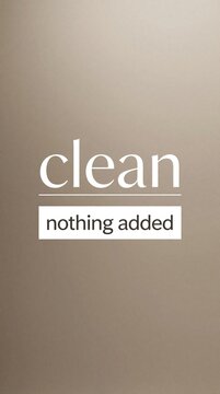 Minimalist graphic with clean text on neutral gradient background. White box contains nothing added phrase. Simple modern design for eco branding, organic products skincare ads. Smooth brown