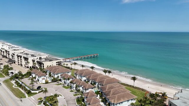 Oceanfront homes and apartments in Vero Beach on a sunny day in Vero Beach in Indian River County, Florida.