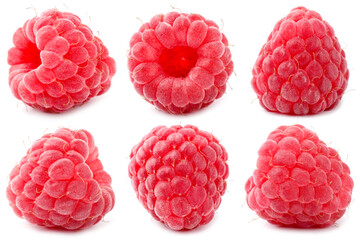 Raspberries isolated on white, set. Summer berry © New Africa