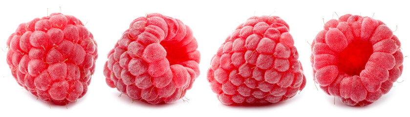 Fresh raspberries isolated on white, set. Summer berry © New Africa