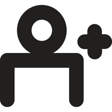 Black add user icon, follow and friend request symbol vector design
