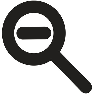 Black zoom out icon with minus sign, magnifying glass and reduction symbol vector design
