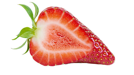 Isolated fresh organic half strawberry fruit, sweet red summer berry, healthy vegetarian dessert. © Francisco