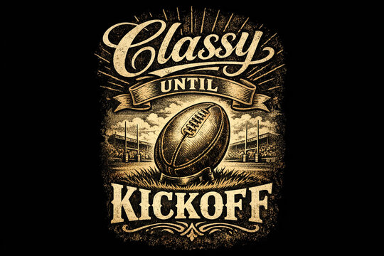 Vintage poster announcing a football kickoff event. Perfect for sports enthusiasts and collectors.