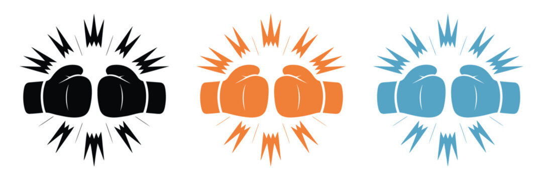 fist bump sparks icon with punching fists lightning effects teamwork energy and action