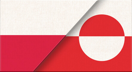 Double flag of Poland and Greenland on fabric texture - 3D illustration © alexmak