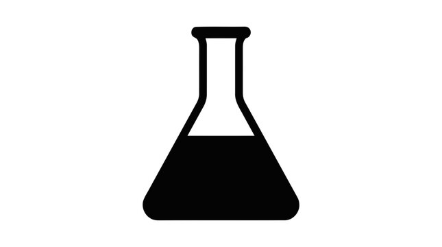 Vector illustration of erlenmeyer flask icon, laboratory glassware symbol on a transparent background