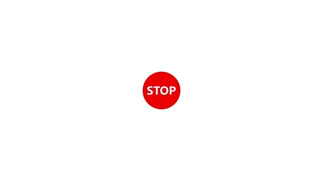 Stop sign icon animation on a white background. wrong, International prohibition mark.