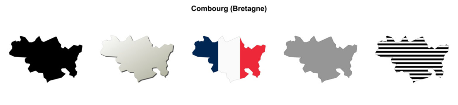 Combourg (Bretagne) blank outline map set
