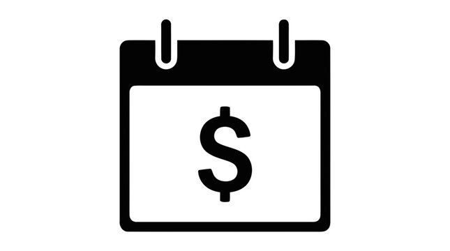 Vector illustration of calendar icon with dollar sign symbol on a transparent background