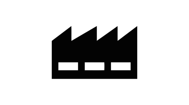 Vector illustration of factory building icon with sawtooth roof on a transparent background