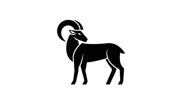 Isolated majestic bighorn ram in profile view, strong animal symbol, modern minimal.