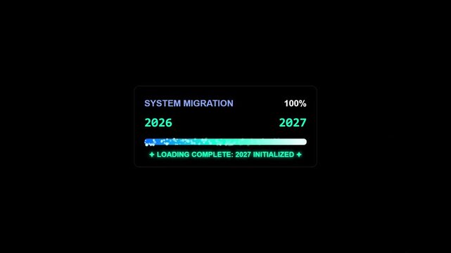 System migration progress bar animation: digital data transfer and software update concept loading
