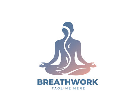 Breathwork meditation logo with sitting person silhouette