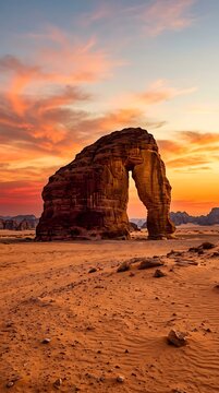 Elephant Rock AlUla Sunset Saudi Arabia Natural Formation Desert