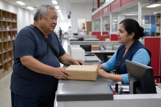 Elder Fraud Prevention Banking - older customer pauses suspicious parcel request