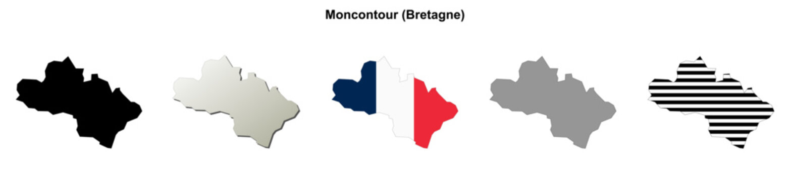 Moncontour (Bretagne) blank outline map set