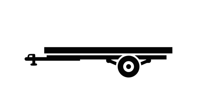 Vector illustration of flatbed utility trailer icon on a transparent background
