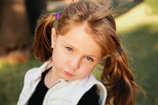 Portrait of Girl with Pigtails