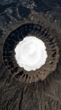 Al Wahbah Volcanic Crater White Salt Floor Aerial Saudi Arabia Geology