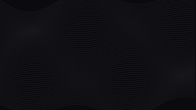 Dark background, with thin grey, wavy lines creating, a rhythmic and, fluid motion pattern, with curves and, soft layered structures