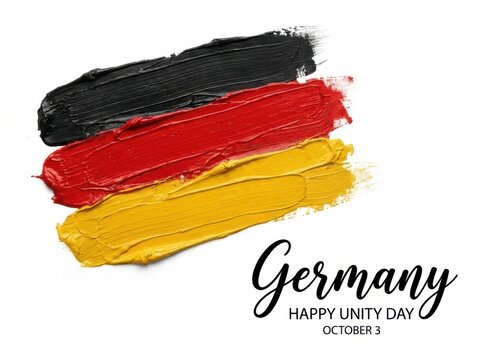 German unity day design with black red and gold oil paint strokes celebrating annual national event