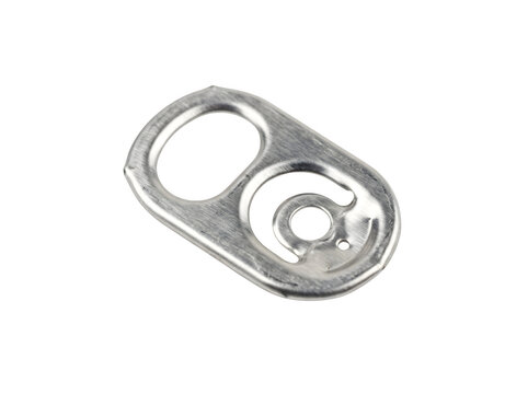 Aluminum soda can pull tab isolated on transparent background