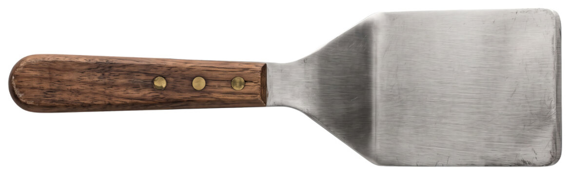 Wide metal turner spatula with wooden handle