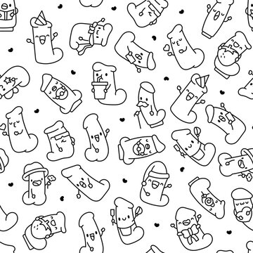 Cute dildo seamless pattern set featuring heart book chef lollipop sunglasses party hat takeaway cup mustache cane spatula bowl apron