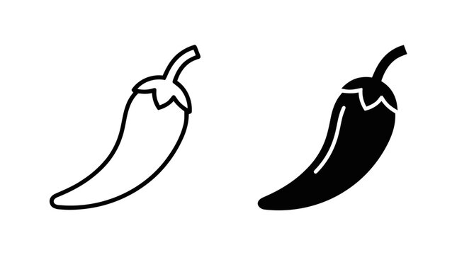Vector illustration of chili pepper icon set, spicy food vector illustration on a transparent background